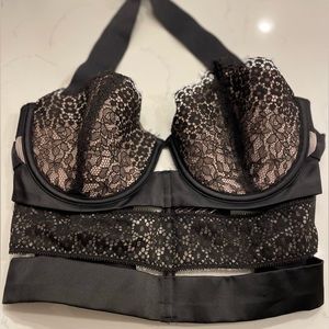 Sexy Black Lace Up Black Bra